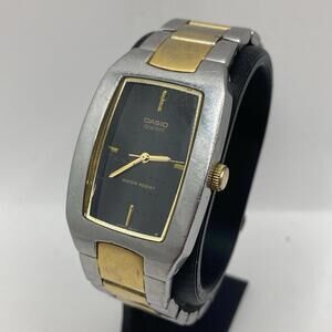 Casio Watch Unisex 27mm Silver Tone Black Dial 1330 MTP-1165 New Battery 7.25”